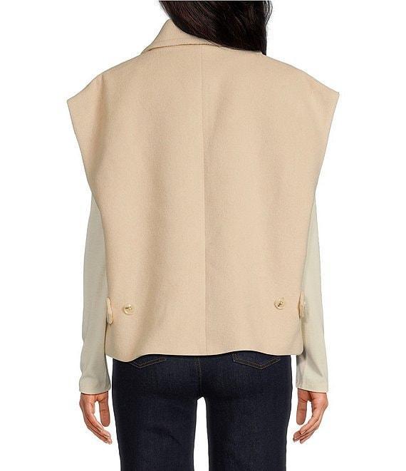 A Loves A Wool Blend Knit Notch Lapel Button Front Sleeveless Oversized Blazer Vest Product Image