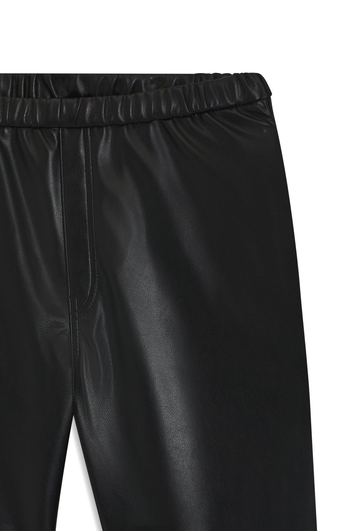 HUGO - Wide-leg parachute trousers in faux leather - Black Product Image