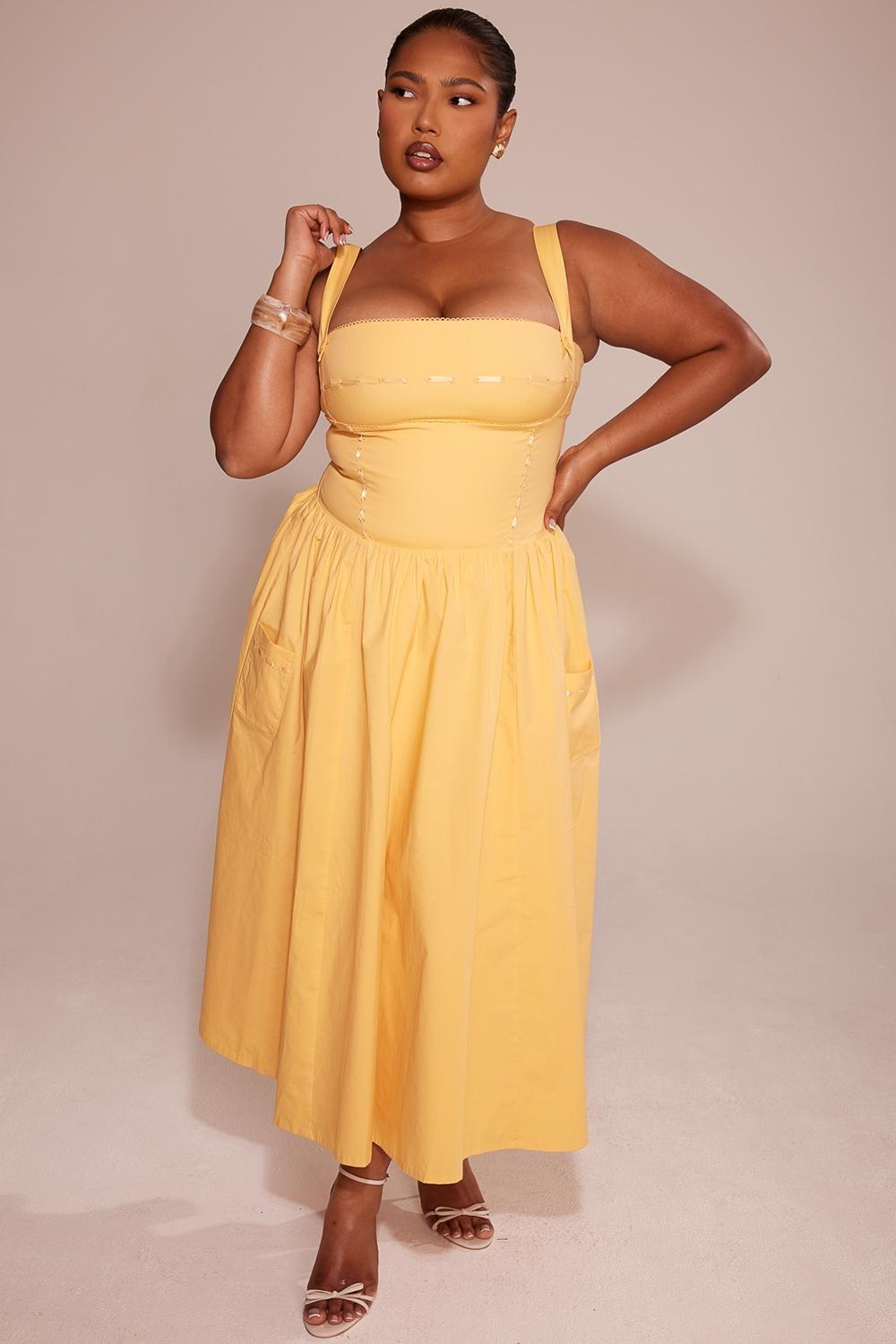 Vivien Apricot Cotton Midi Sundress Product Image