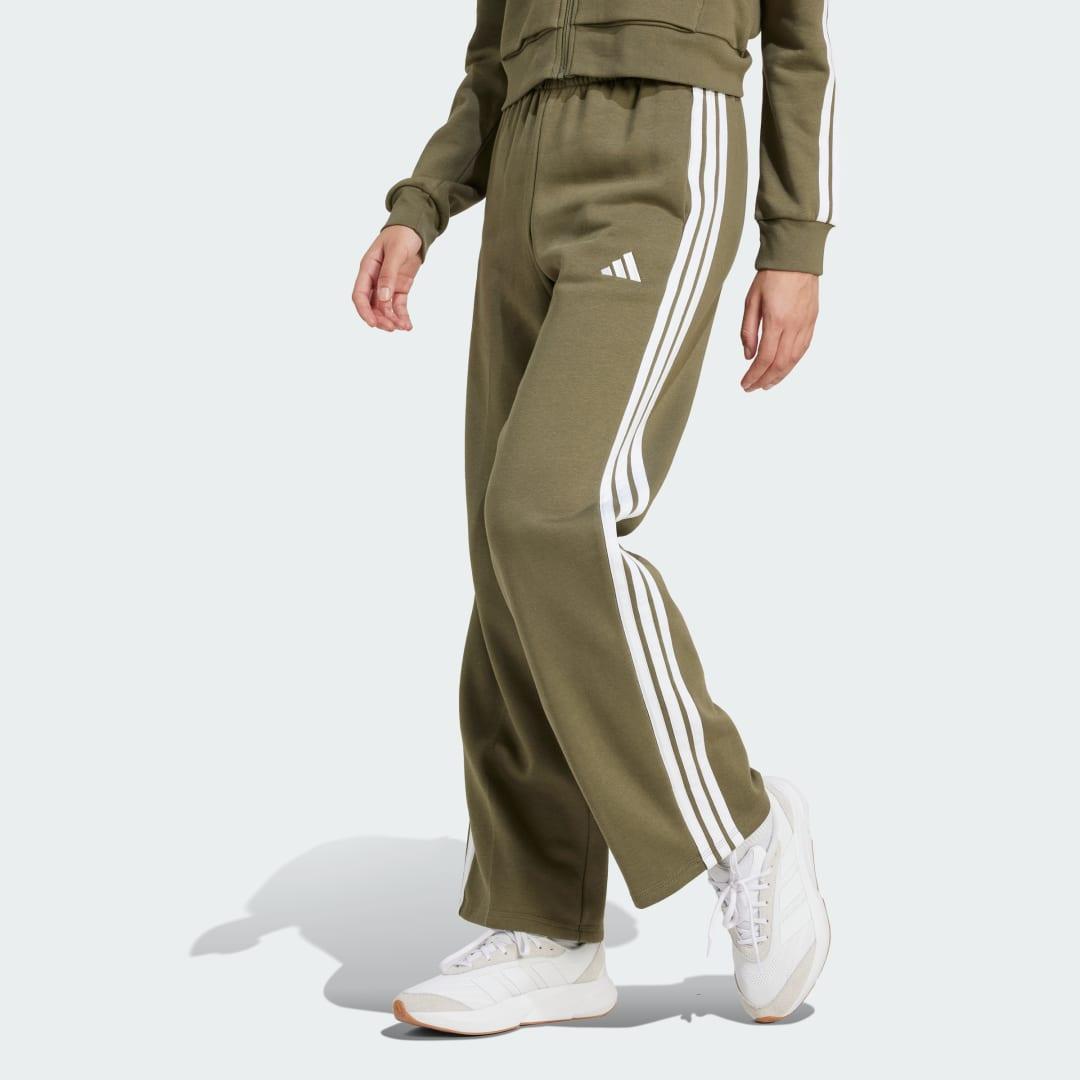 adidas Essentials 3-Stripes Open-Hem Fleece Pants Black 2XL Womens Product Image