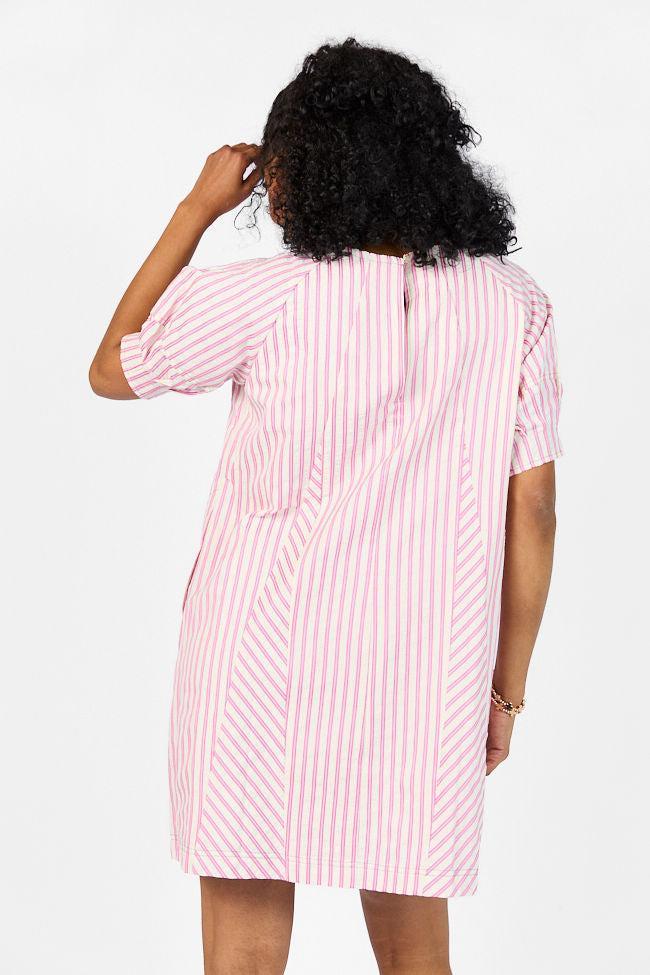 Set Free Pink Striped Panel Mini Dress SALE Product Image