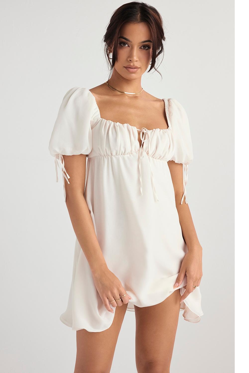 Princess Ivory Georgette Mini Dress Product Image