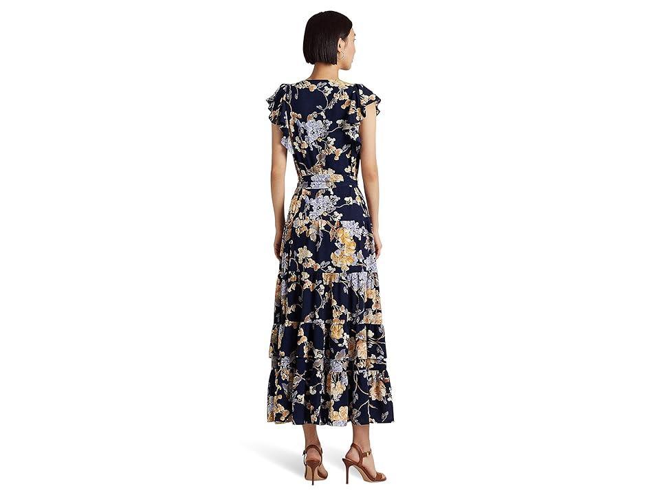 Lauren Ralph Lauren Floral Bubble Crepe Dress (Navy Multi) Women's Clothing Product Image