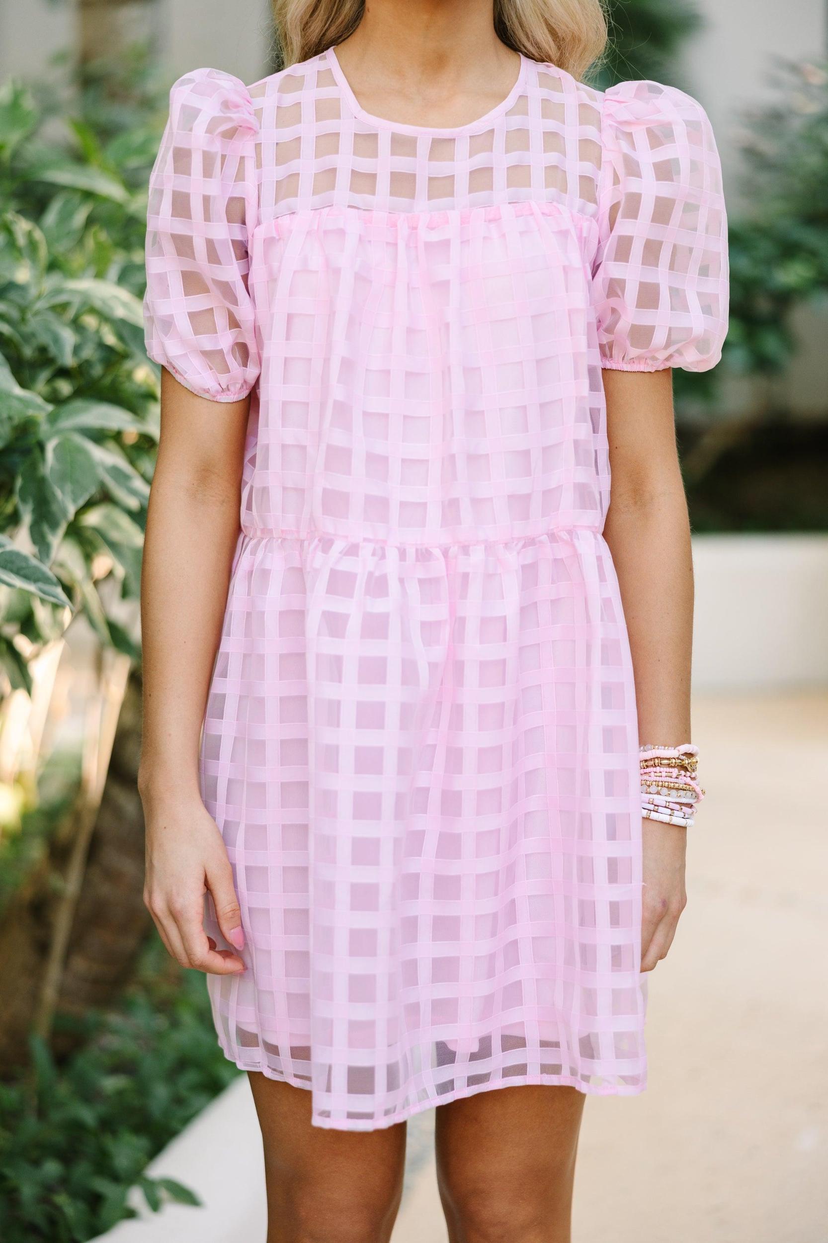 All My Life Blush Pink Textured Babydoll Mini Dress Female Product Image