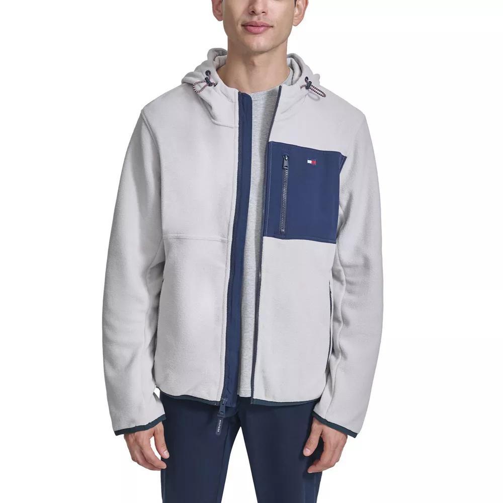 Men's Tommy Hilfiger Fleece Hooded Jacket, Size: XXL, Blue Red Product Image