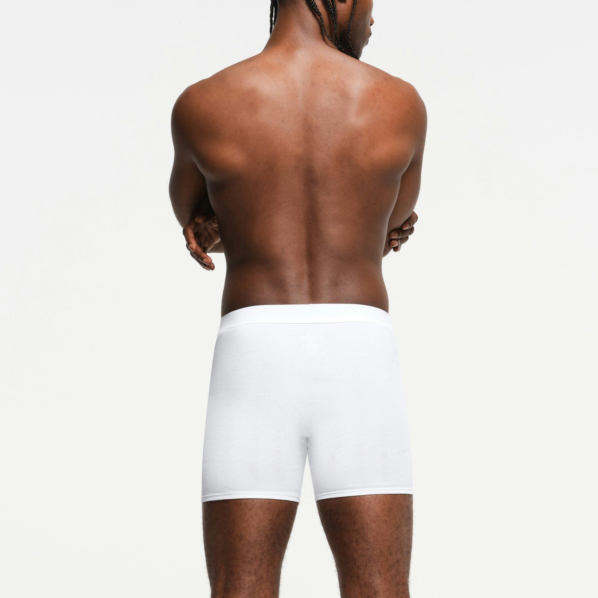 SKIMS BASICS MENS COTTON BOXER BRIEF 3-PACK | CHALK Product Image