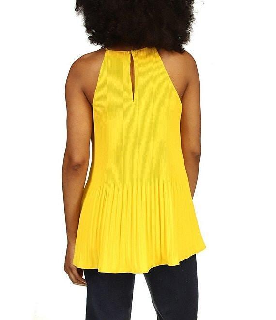Michael Kors Pleated Halter Neckline Sleeveless Top Product Image