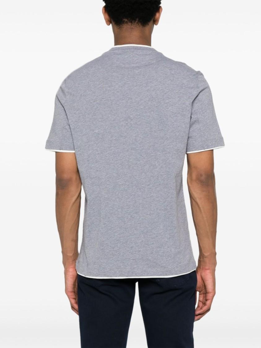 BRUNELLO CUCINELLI Faux-layered Cotton T-shirt In Grau Product Image
