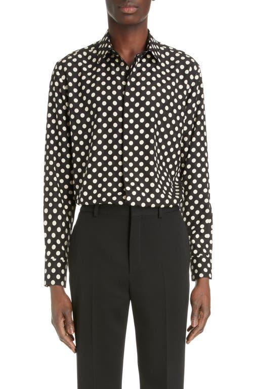 Mens Polka Dot Silk Sport Shirt Product Image