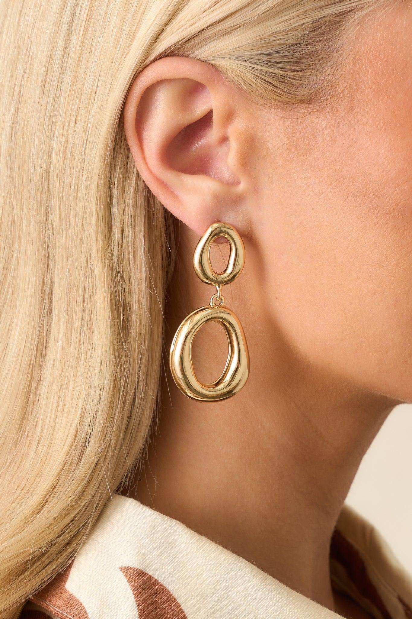 Elegance Without Effort Gold Oval Drop Earrings Product Image