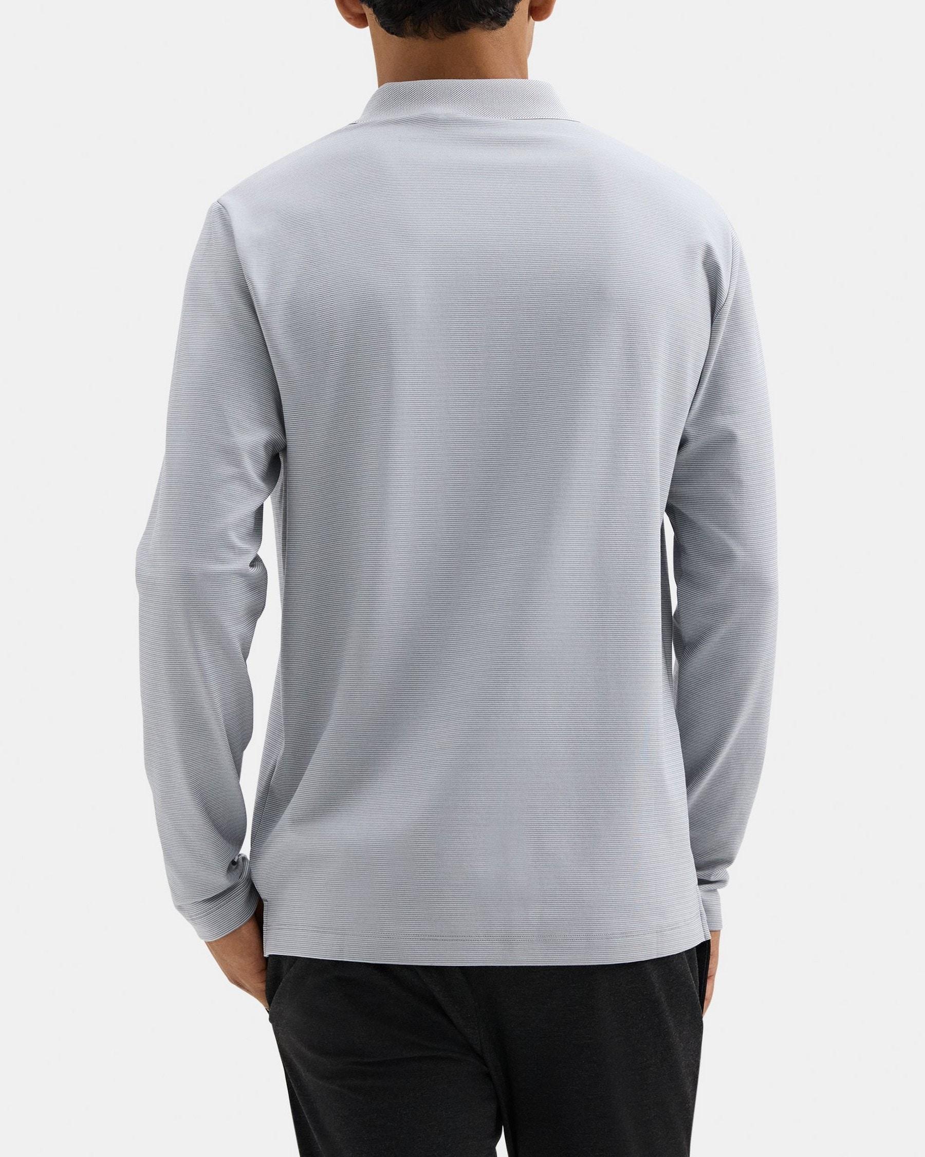 Standard Long-Sleeve Polo in Cotton-Blend Knit Product Image