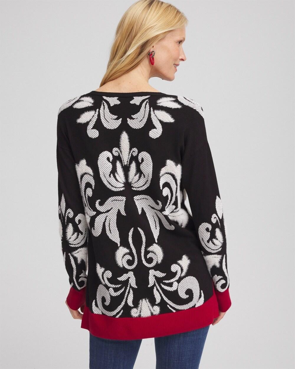 Floral V-Neck Sweater Tunic Product Image