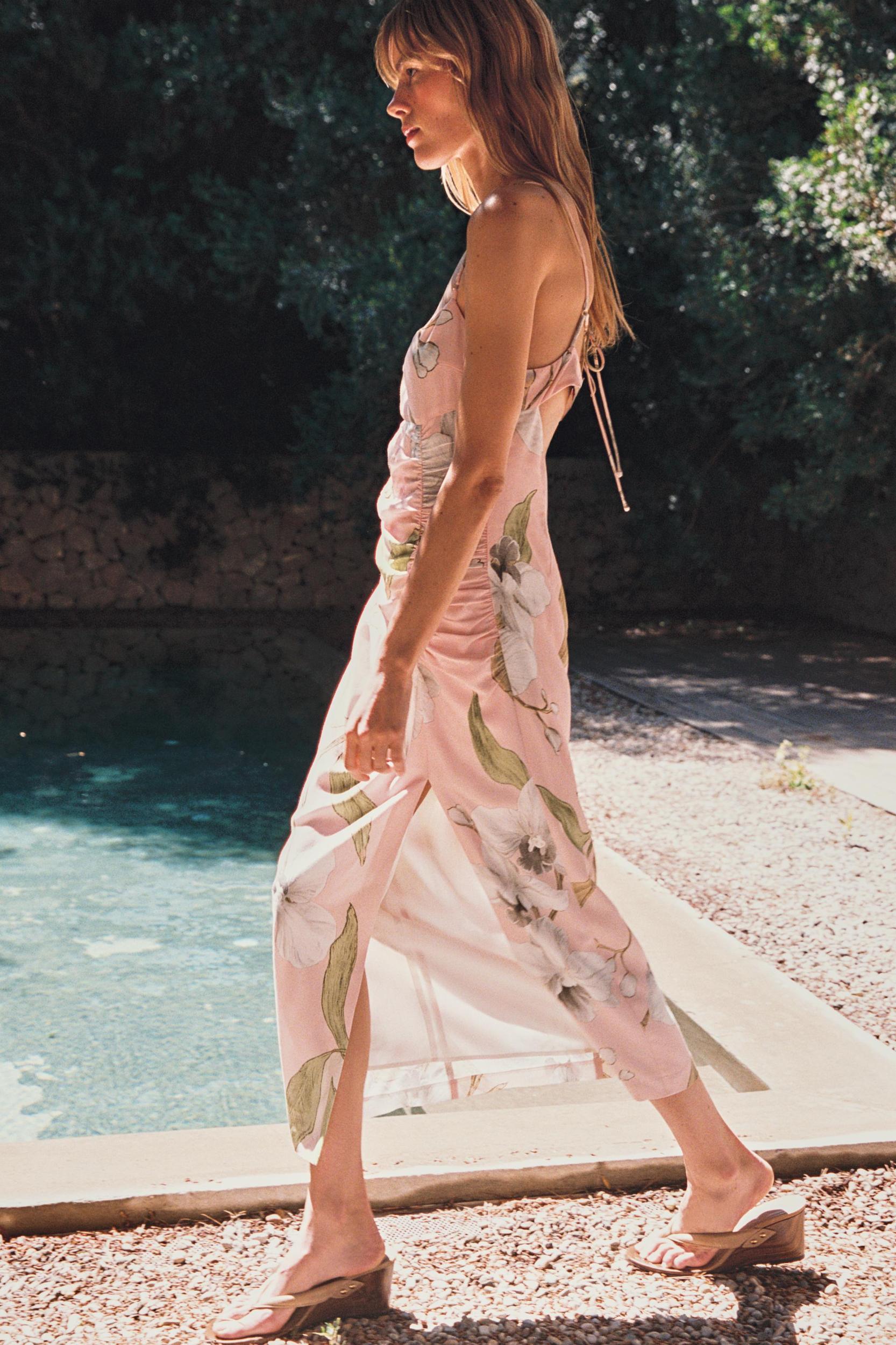 PRINTED LINEN MIDI DRESS Product Image