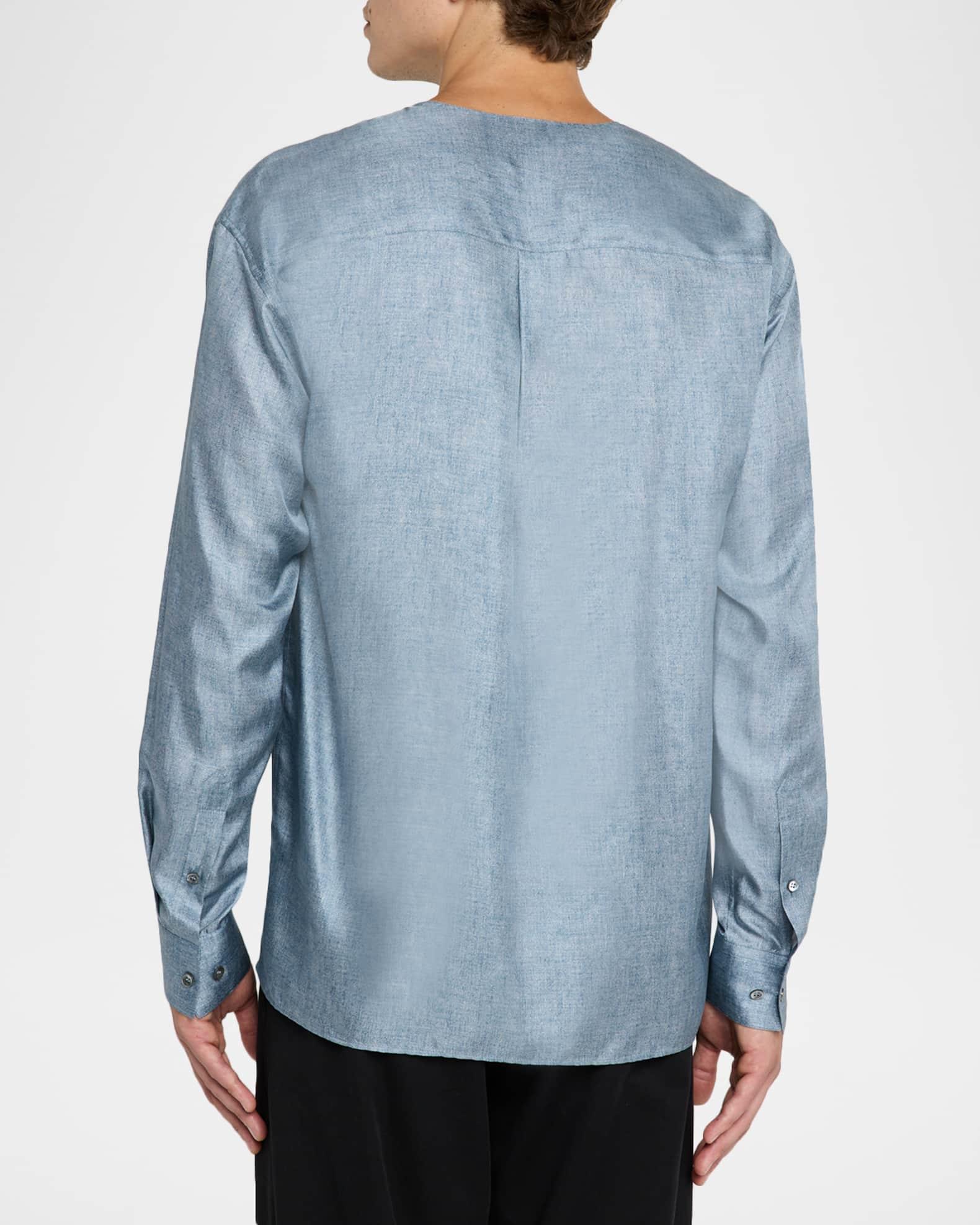 Men's Silk Denim Effect Button-Down Shirt Product Image