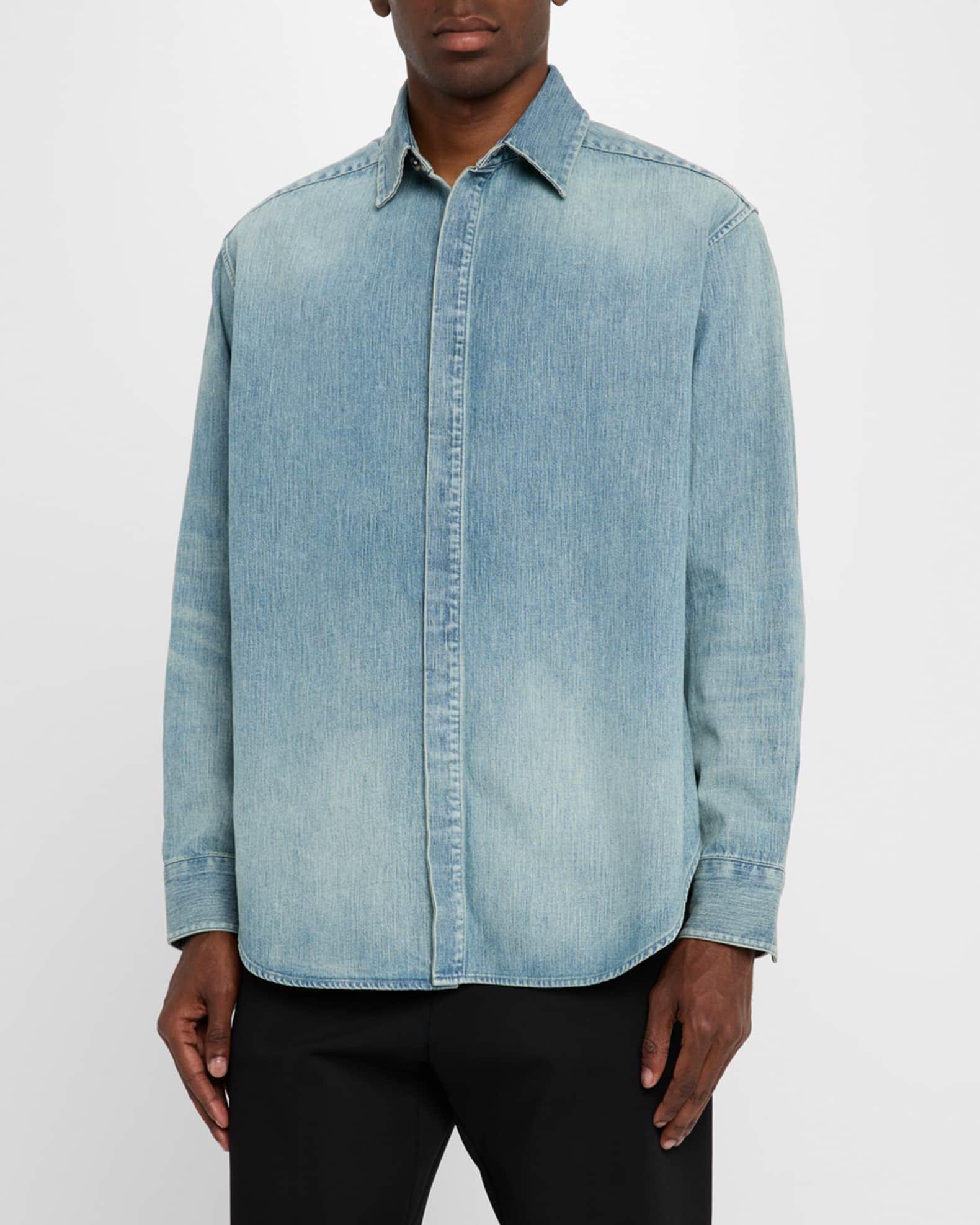 Mens Denim Button-Down Shirt Product Image