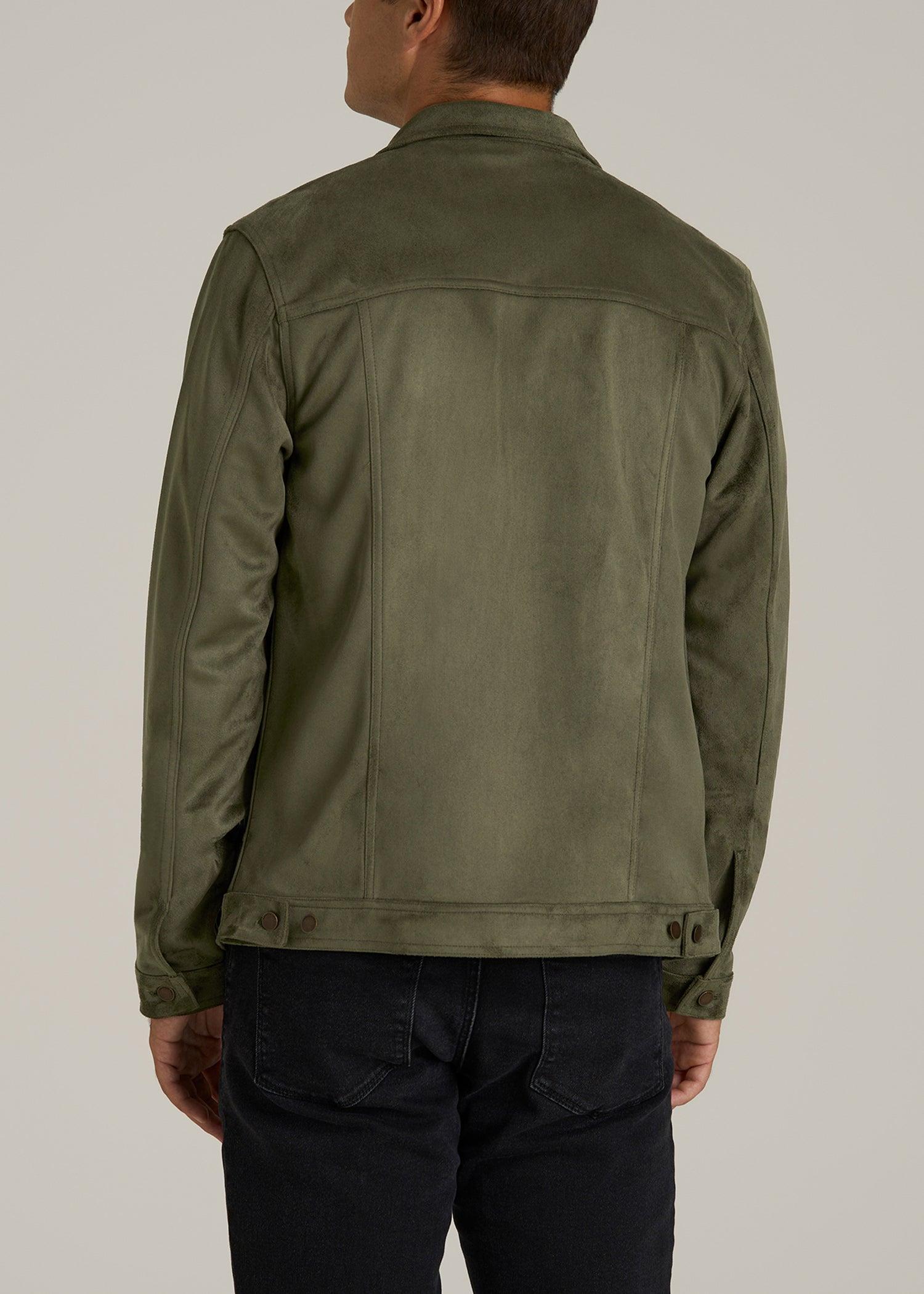 Faux Suede Trucker Jacket for Tall Men in Forest Night Male Product Image