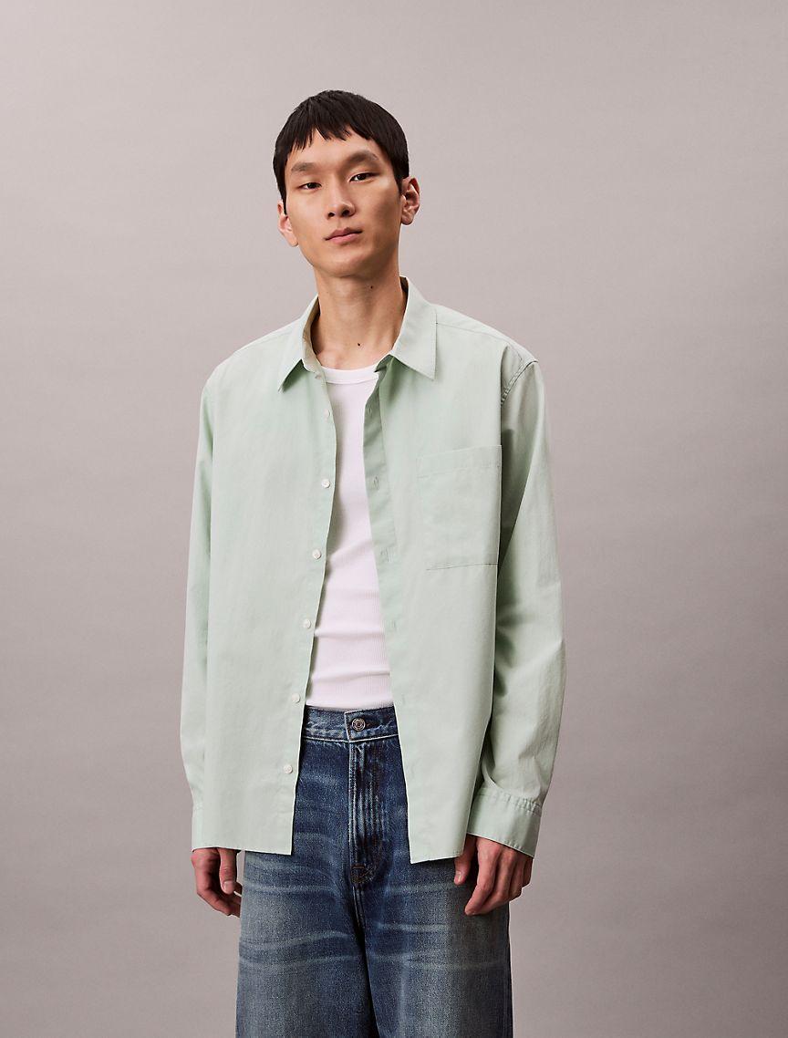 Cotton Poplin Relaxed Button-Down Shirt  Product Image