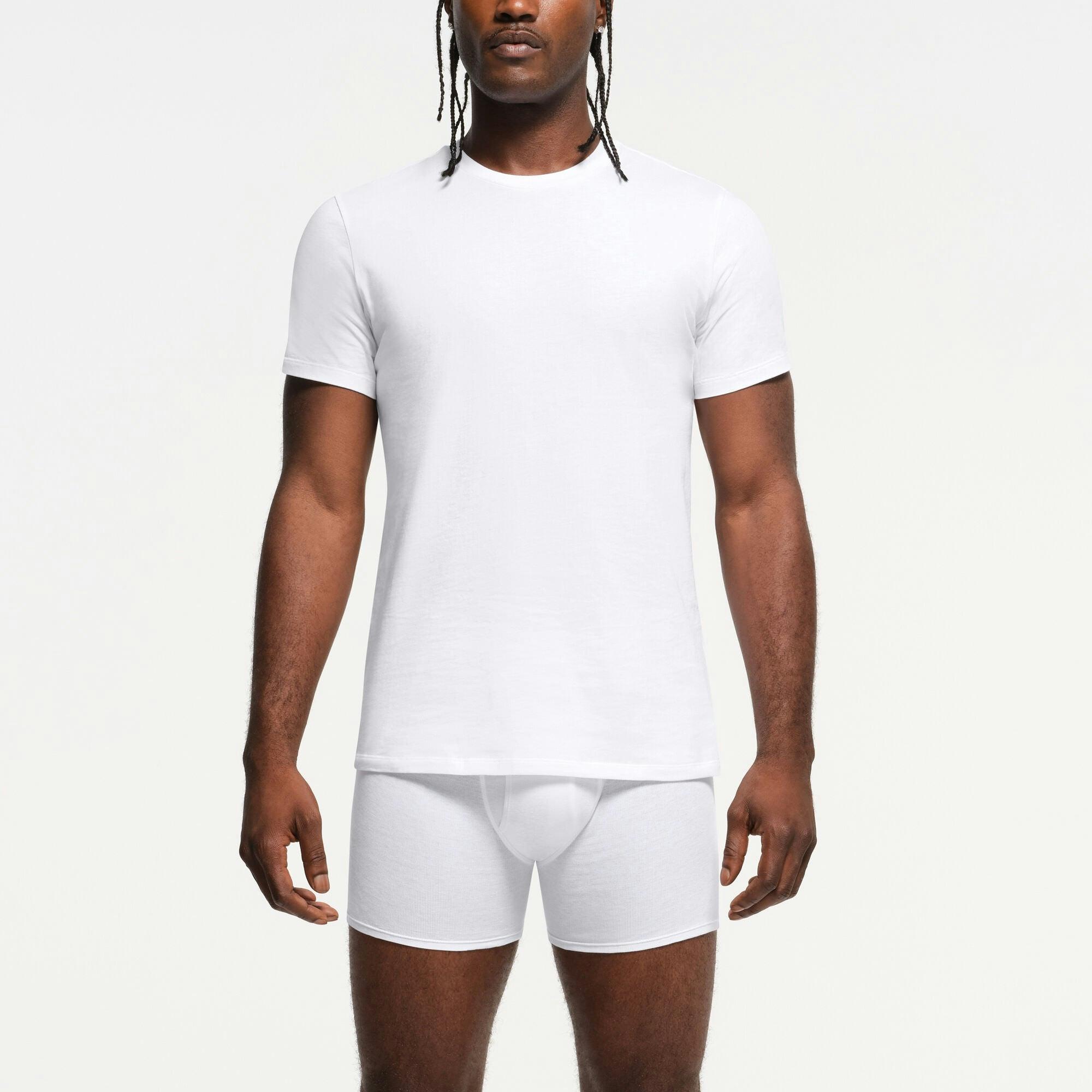 SKIMS BASICS MENS LIGHTWEIGHT T-SHIRT 3-PACK | CHALK Product Image
