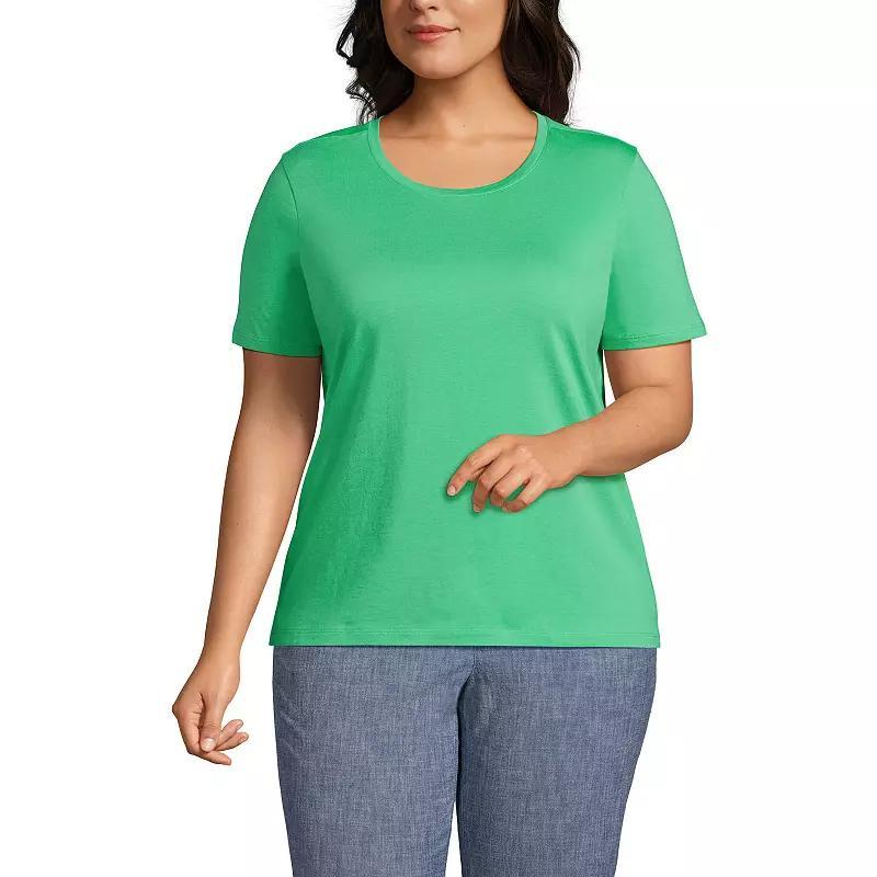 Plus Size Lands' End Relaxed Supima Cotton Crewneck Tee, Women's, Size: 1XL, Pale Yellow Product Image