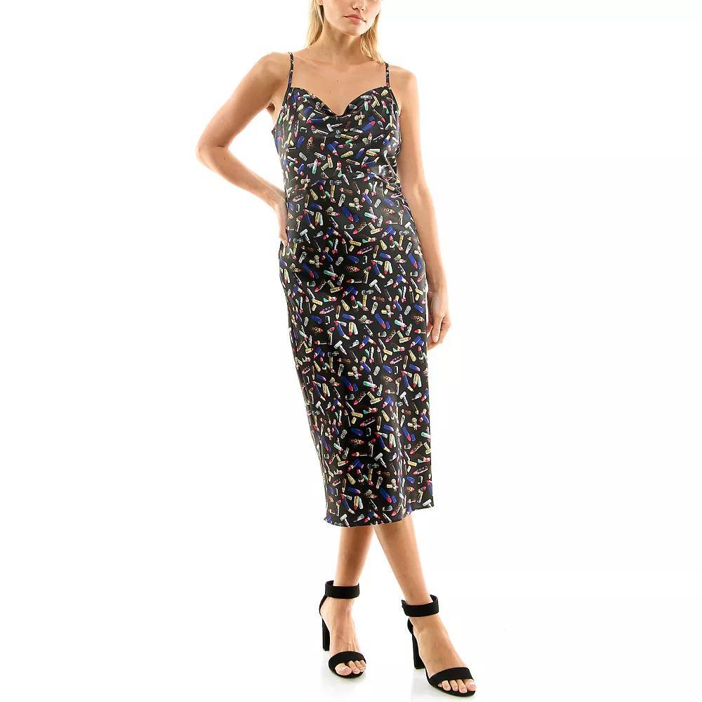 Women's Nicole Miller Printed Cowl Neck Slip Dress, Size: 6, Lipstick Print Product Image