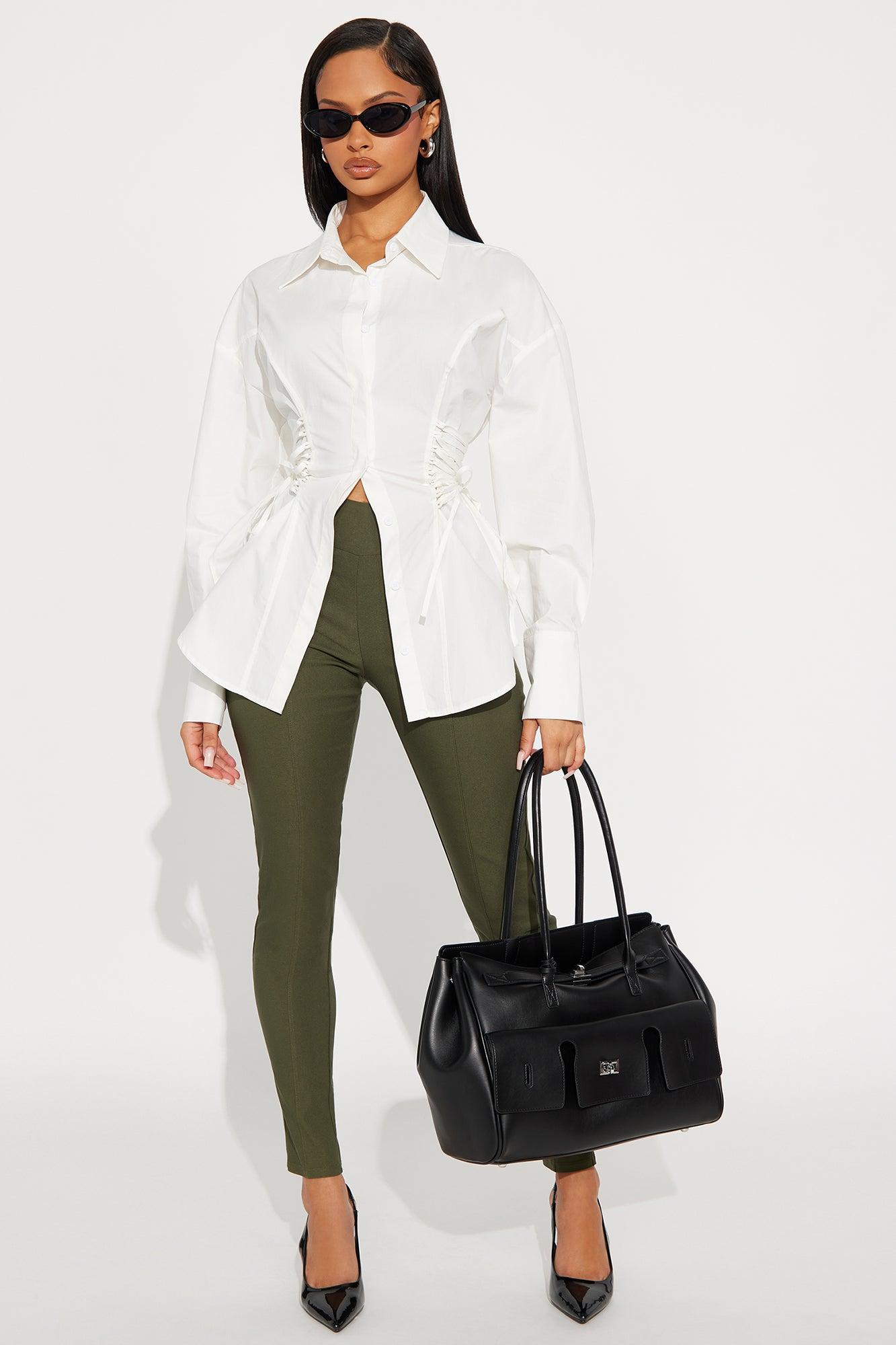 Mariana Lace Up Poplin Shirt - White Product Image