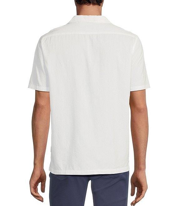 Rowm Short Sleeve Seersucker Embroidery Stripe Camp Shirt Product Image