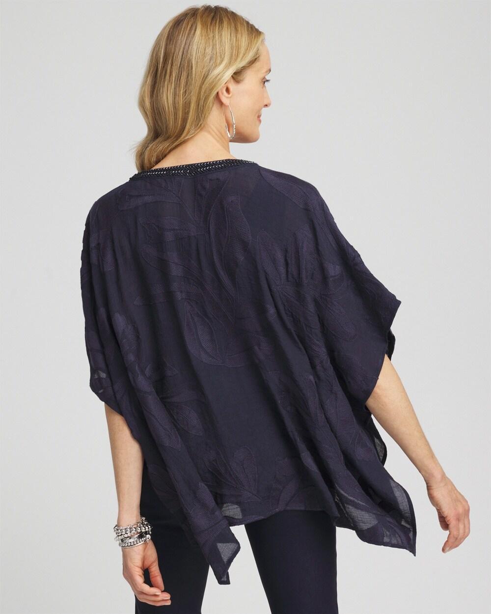 Embroidered Leaves Poncho Product Image
