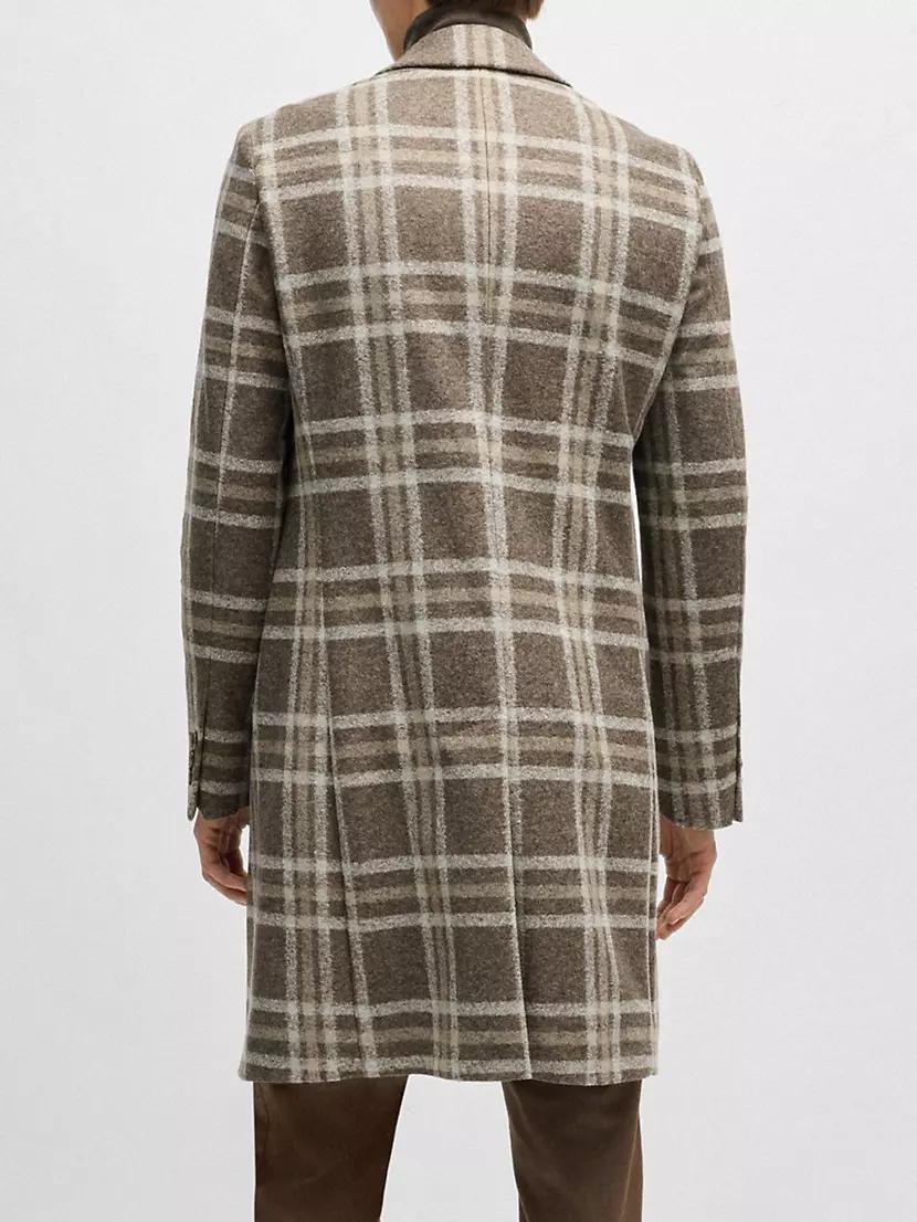 Slim-Fit Coat with All-Over Check Product Image