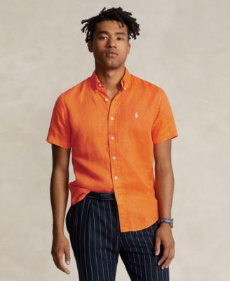 POLO RALPH LAUREN Men's Short-sleeve Linen Button-up In Navy Product Image
