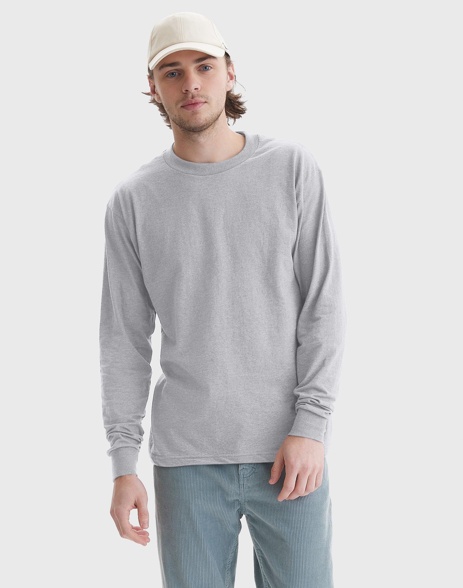 Hanes Beefy Mens Long Sleeve T-Shirt, Cotton Navy S Product Image