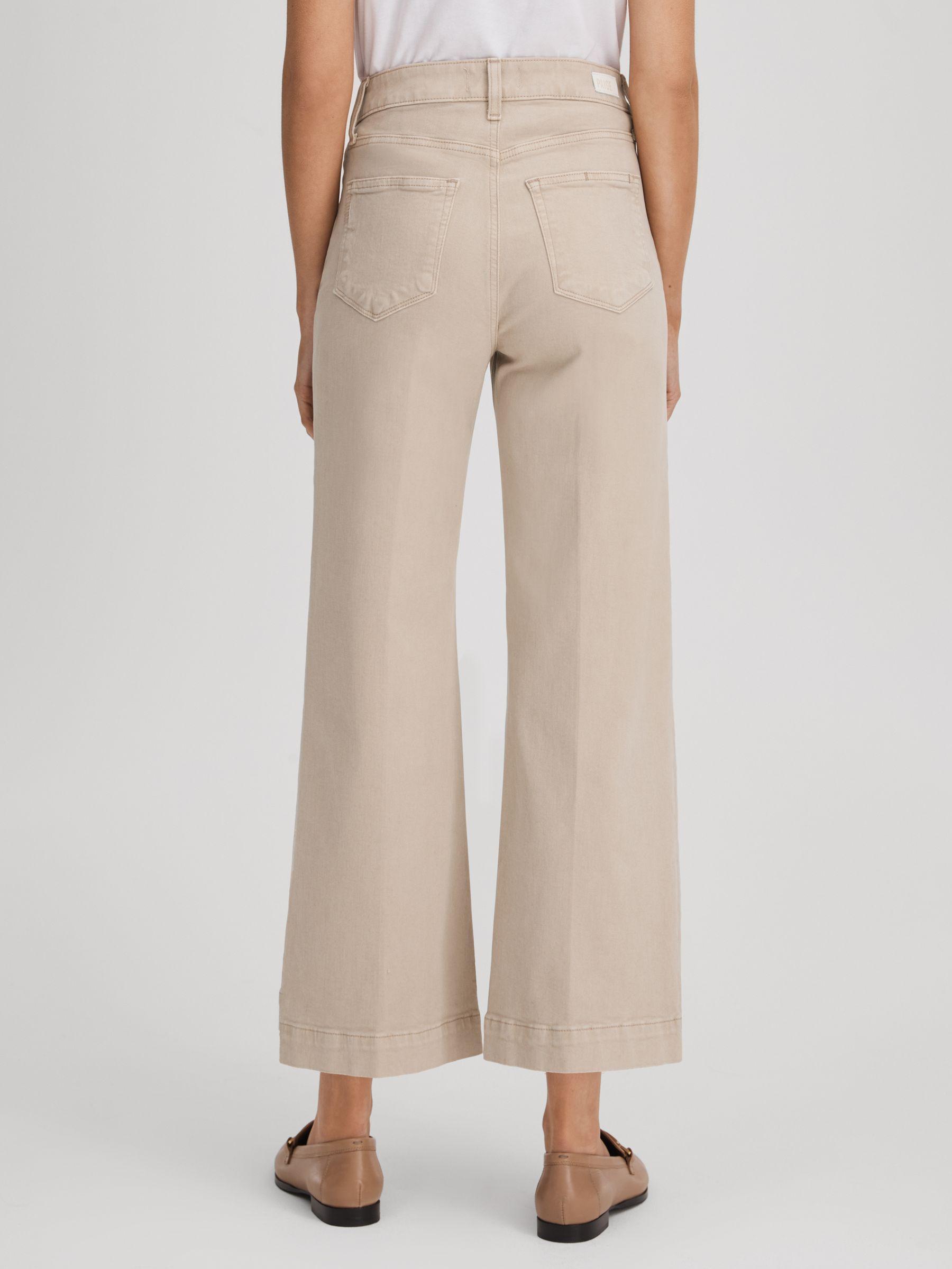 Paige Flared Cropped Jeans in Soft Sand Product Image