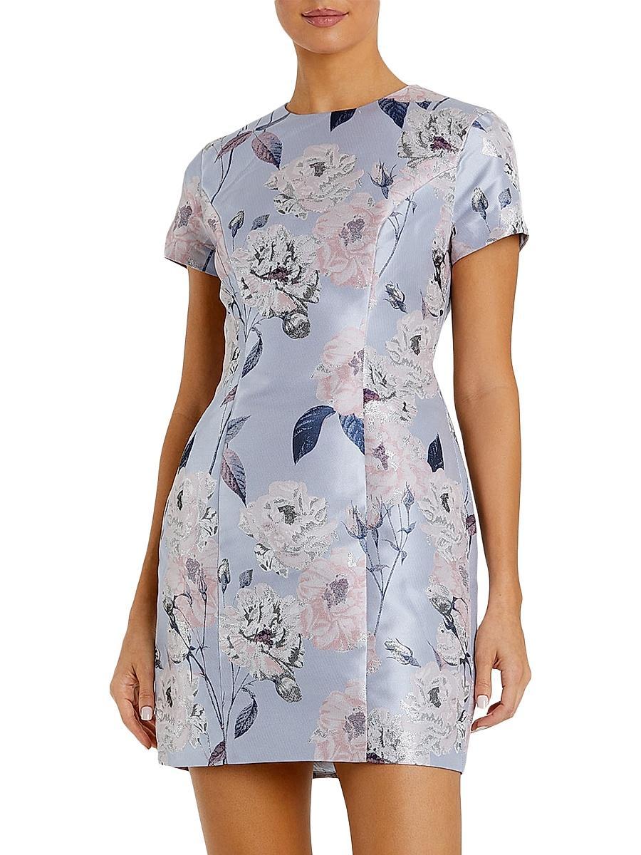 Mac Duggal Womens Short Sleeve Fitted Floral Mini Dress Product Image
