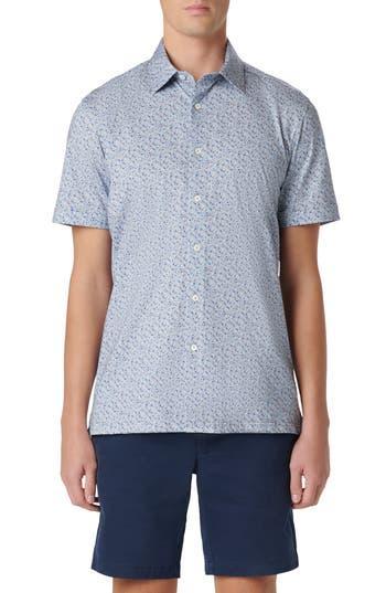 BUGATCHI Milo Ooohcotton® Guitar Print Short Sleeve Button-up Shirt In Air Blue Product Image