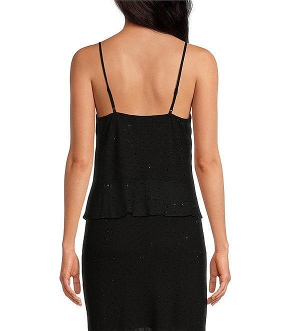 Lucy Paris Carlin Chiffon Rhinestone V Neck Sleeveless Tank Top Product Image