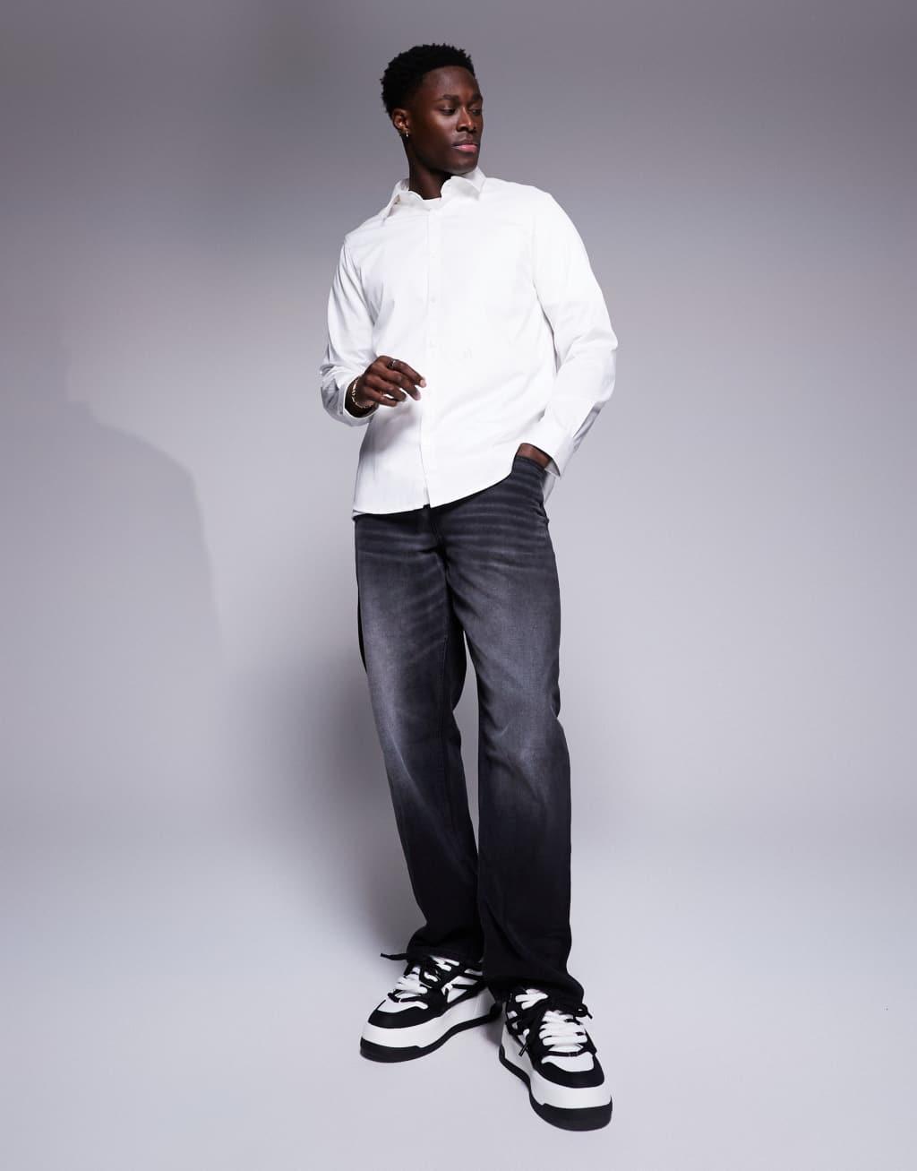 Armani Exchange oxford shirt with logo in white Product Image