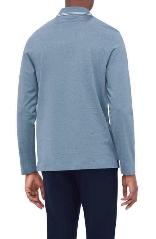BUGATCHI Jacquard Long Sleeve Polo In Sage Product Image
