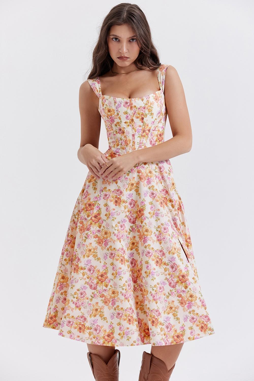 Saira Ivory Floral Midi Sundress Product Image