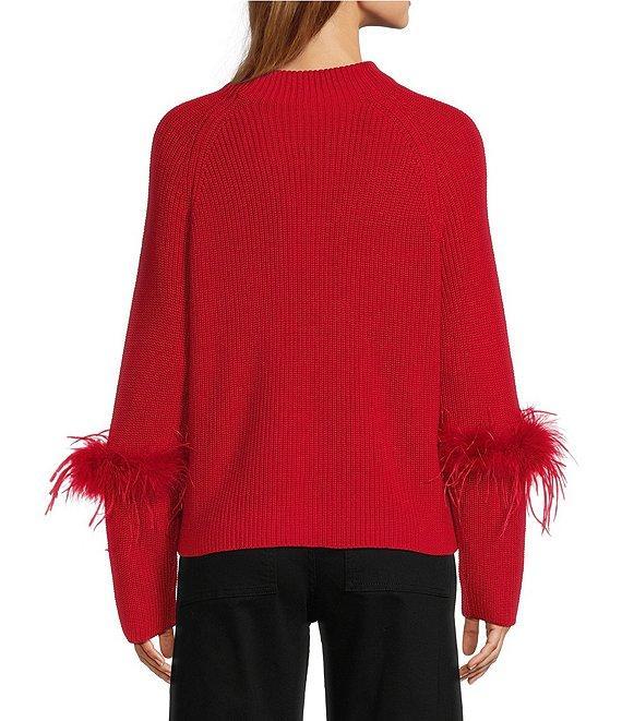 Antonio Melani Tilly Wool Blend Crew Neck Feather Detail Long Sleeve Sweater Product Image