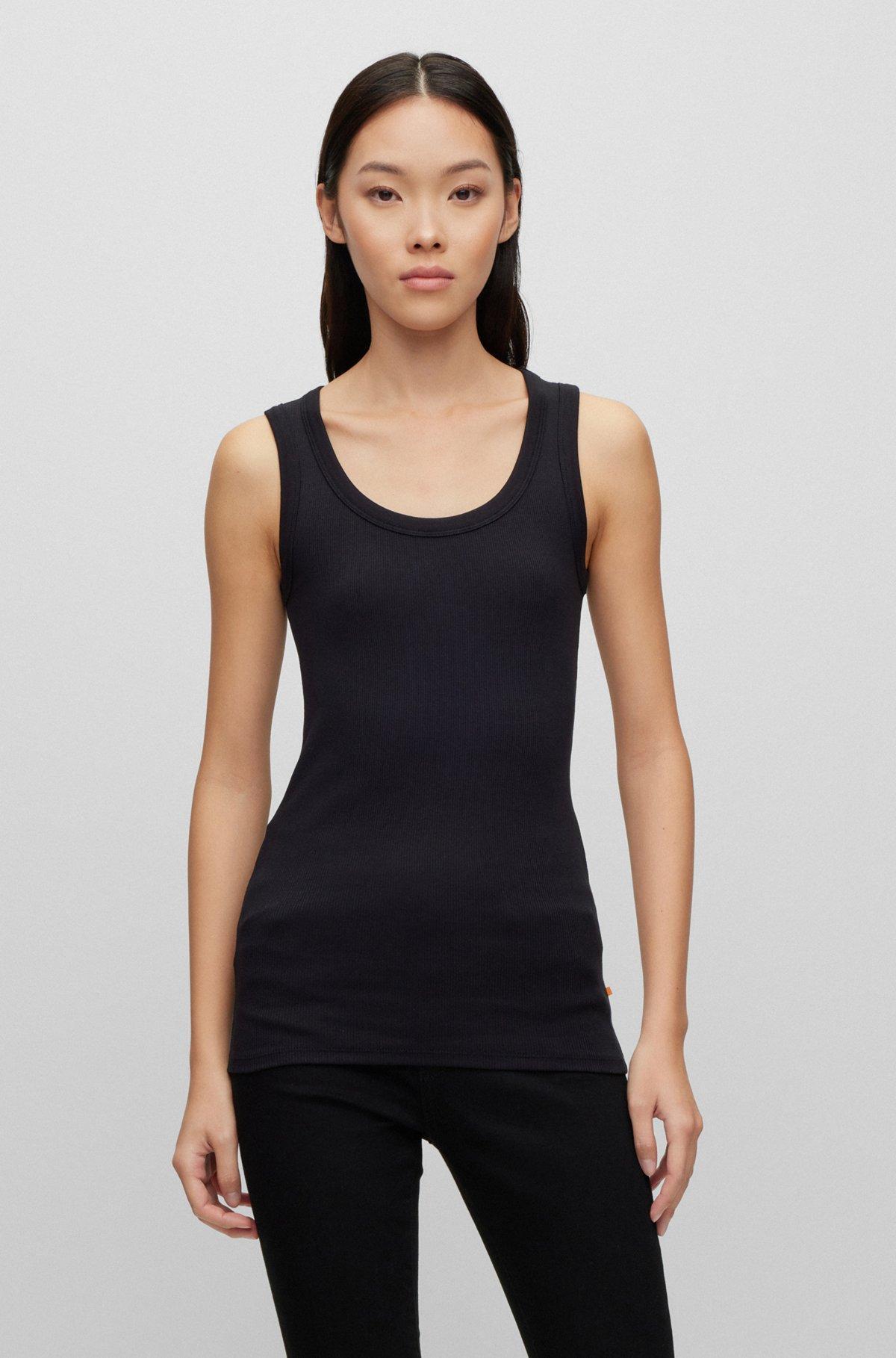 Scoop-neck top with logo embroidery  Product Image