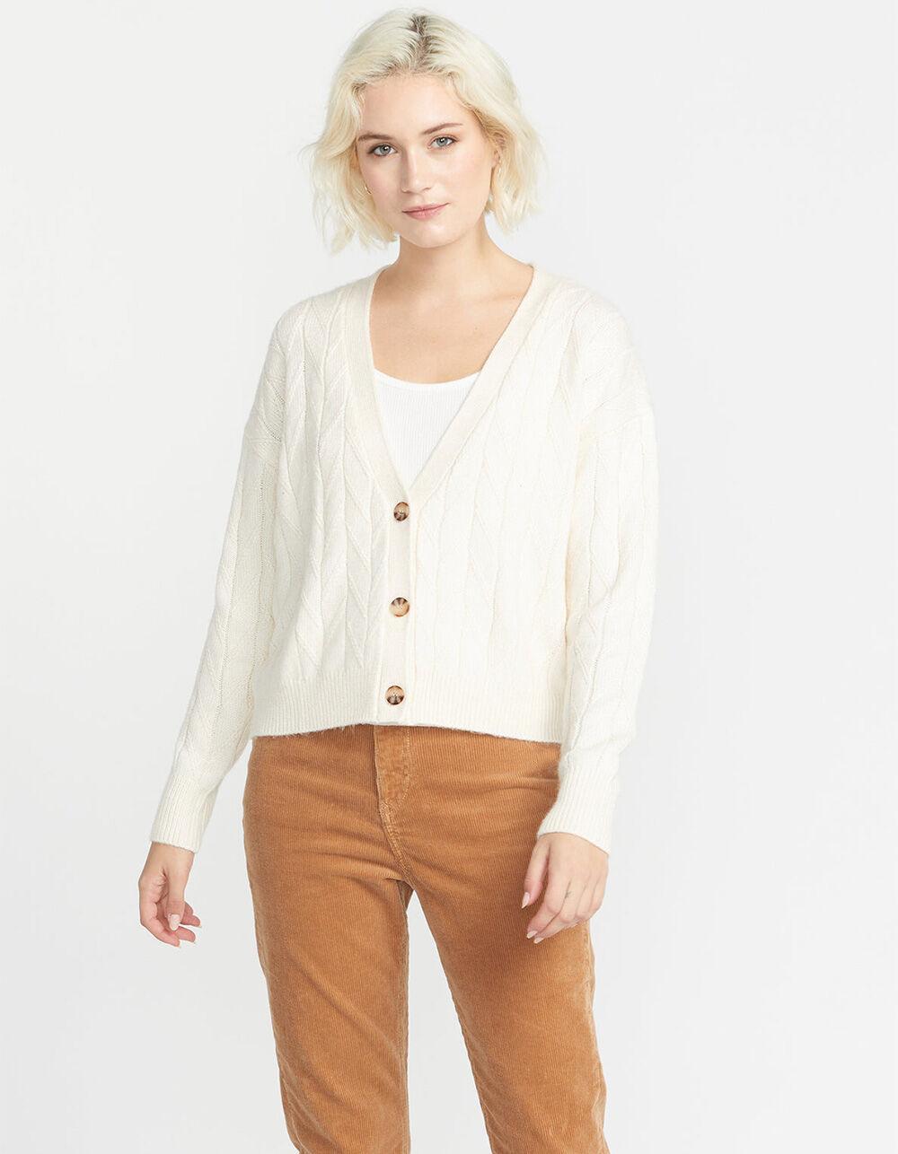 VOLCOM Stone Trip Womens V-Neck Sweater - CREAM Product Image