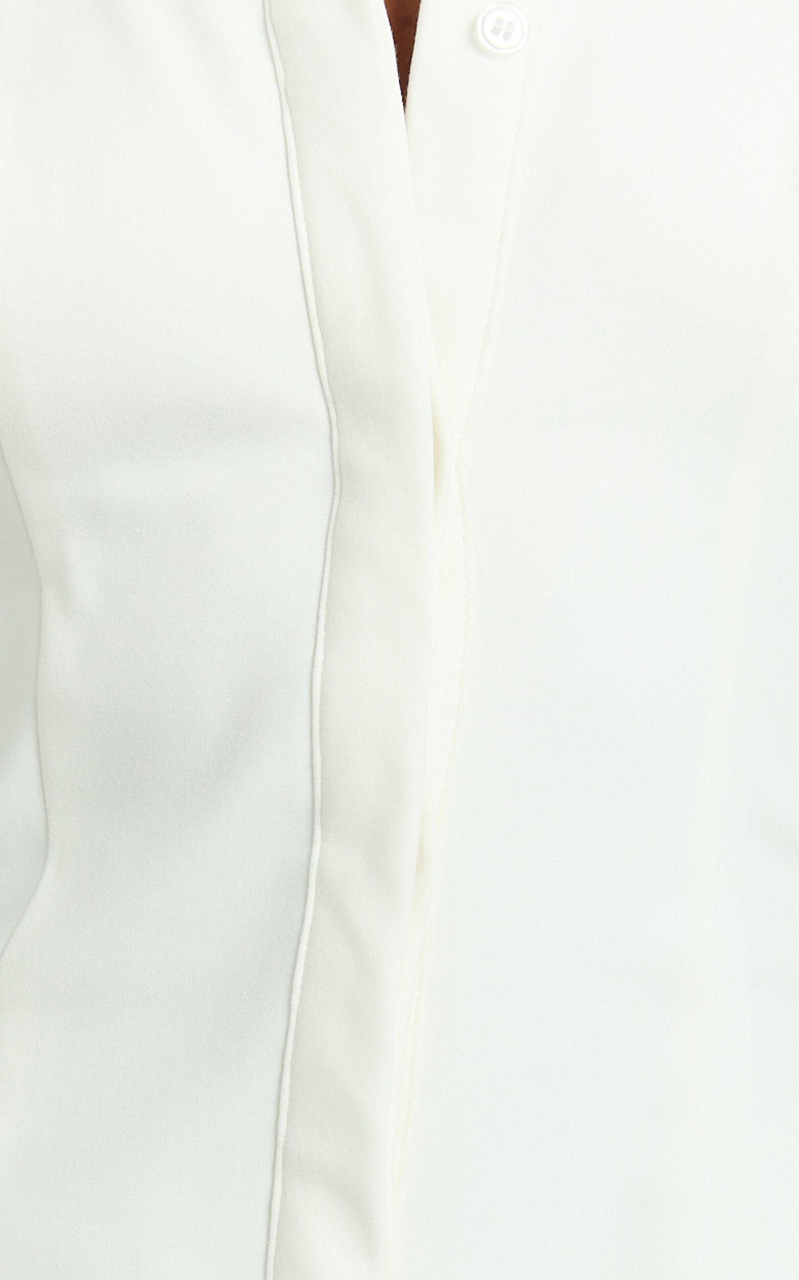 Lillibelle Midi Dress - Collared Button Down Bodycon Dress in Off White Product Image
