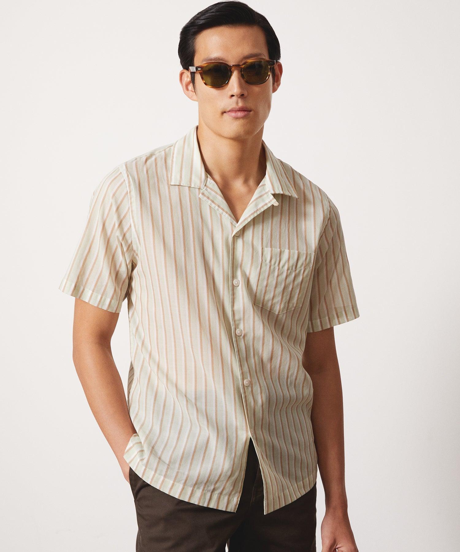 Summerweight Cafe Shirt in Pistachio Stripe Product Image
