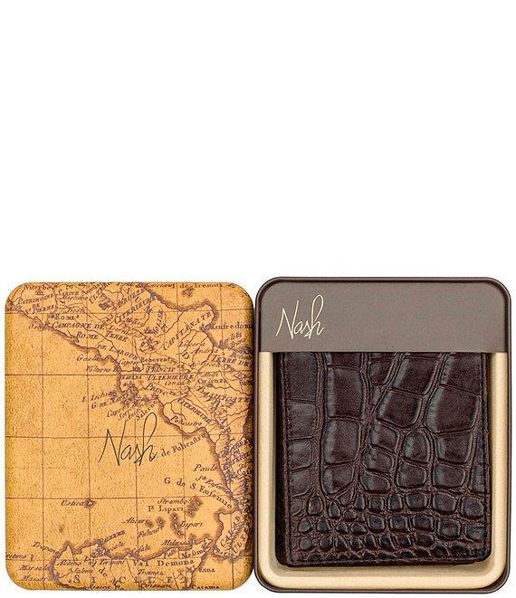 Nash Moderna Faux-Croco Full-Grain Leather Double Bifold Wallet Product Image