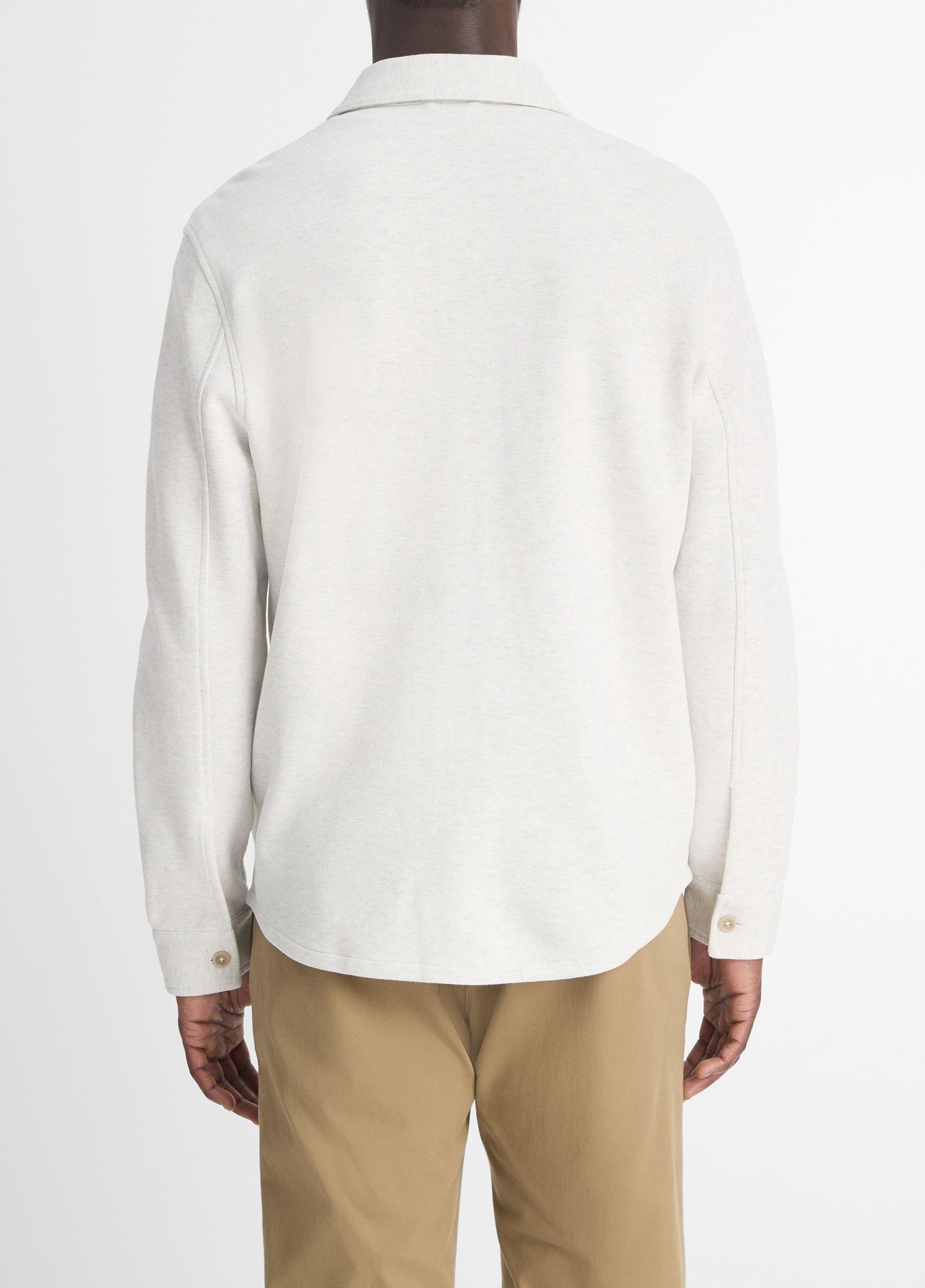 Mens Double-Knit Cotton-Blend Piqu Shirt Jacket, Black/medium Heather Grey, Size L Vince Product Image