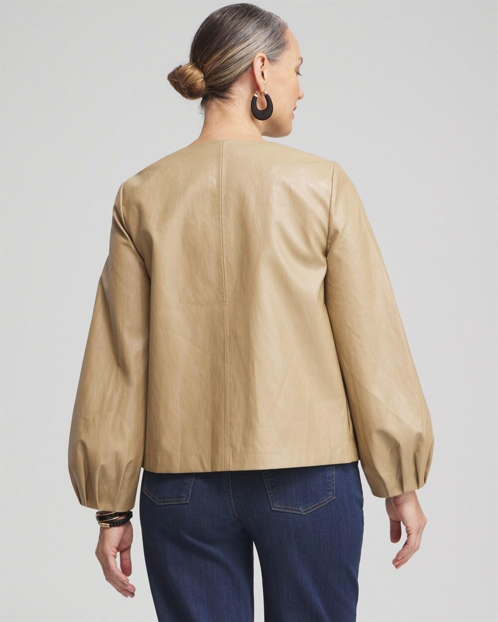 Petite Balloon Sleeve Faux Leather Jacket Product Image