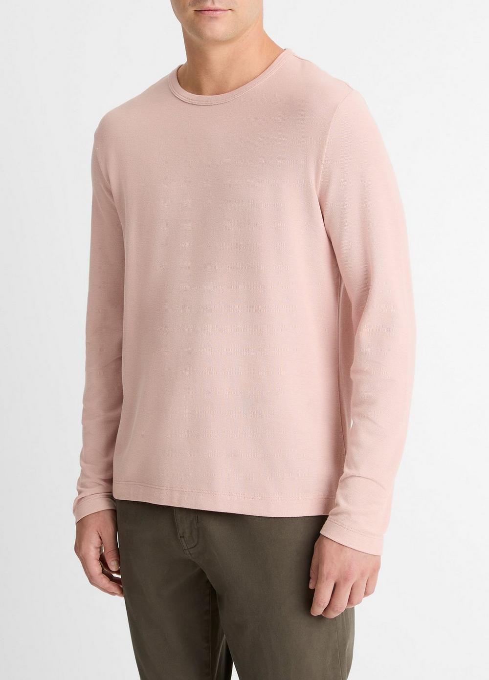 Mens Pima Cotton Piqu Long-Sleeve T-Shirt, Pink Haze, Size M Vince Product Image