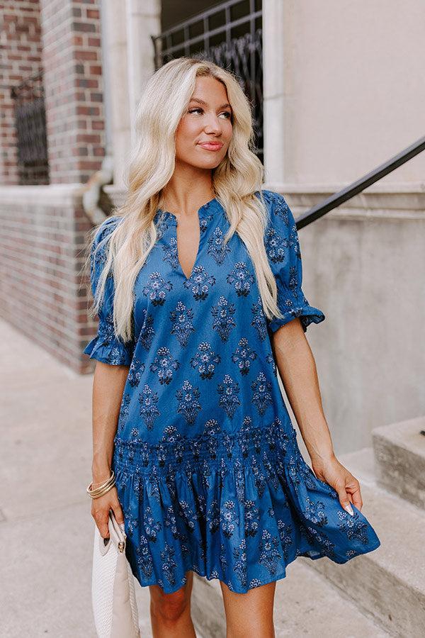 Charleston Trip Floral Mini Dress in Blue Product Image