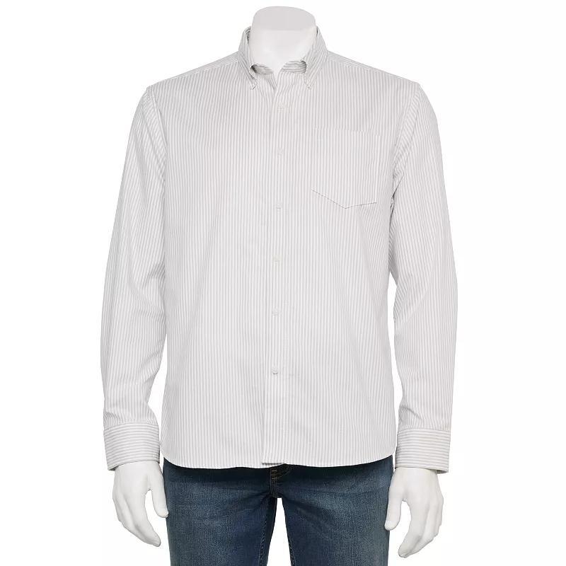 Men's Sonoma Goods For Life® Adaptive Long Sleeve Perfect Length Shirt, Size: Large, Grey White Stripe Product Image