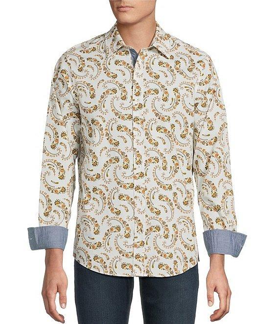 Cremieux Premium Denim Paisley Stretch Long Sleeve Woven Shirt Product Image