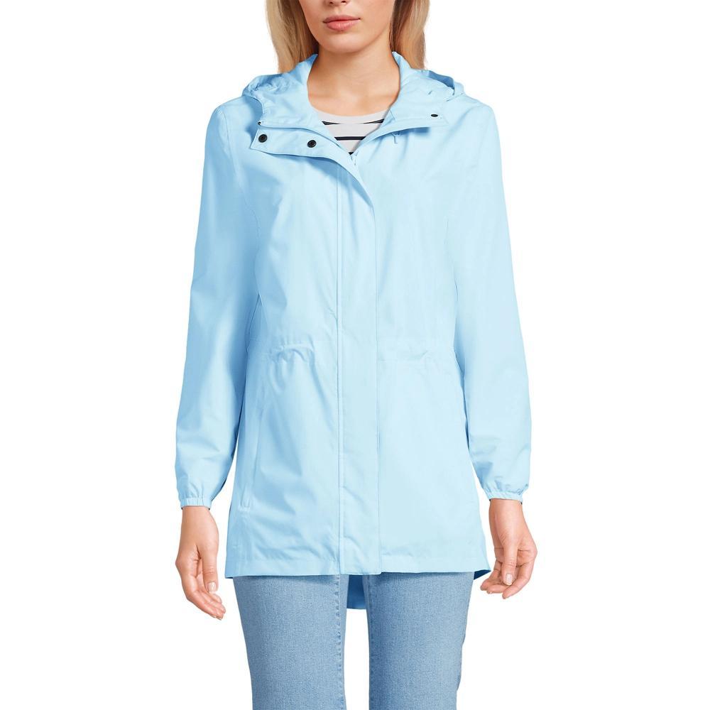 Petite Lands End Hooded Packable Raincoat, Womens Deep Blue Product Image